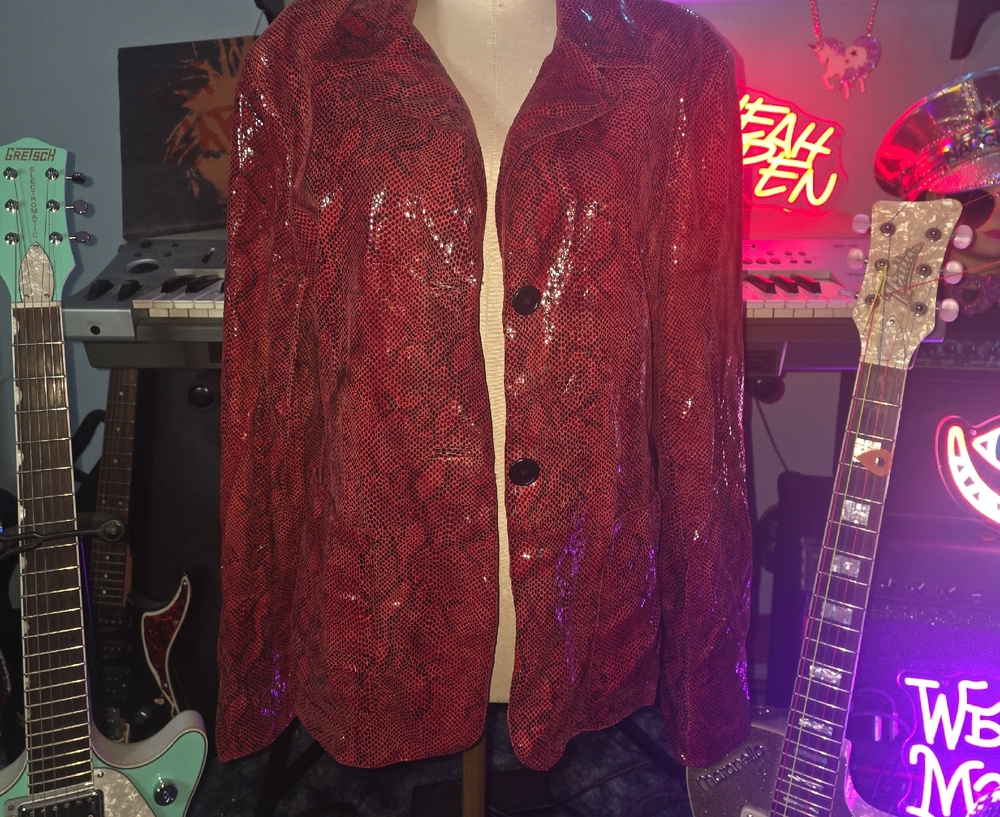 Andrew Marc Genuine Leather Jacket With Snakeskin Finish